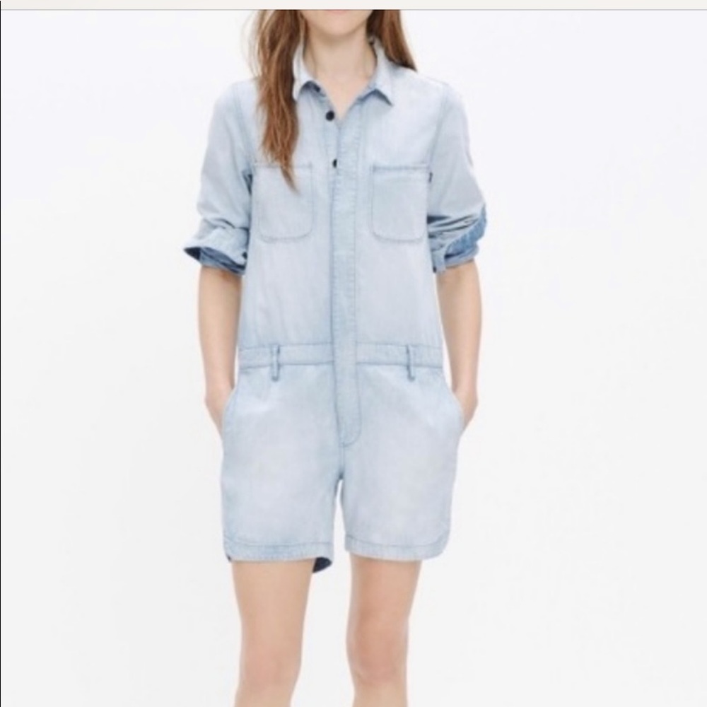 Madewell chambray shorts romper